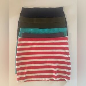 Lot of five stretch mini skirts